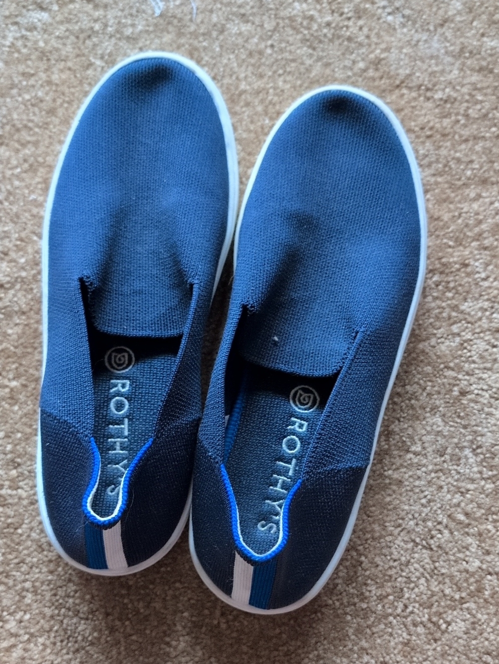 Rothy's Women's Navy and White Slip-On Sneakers